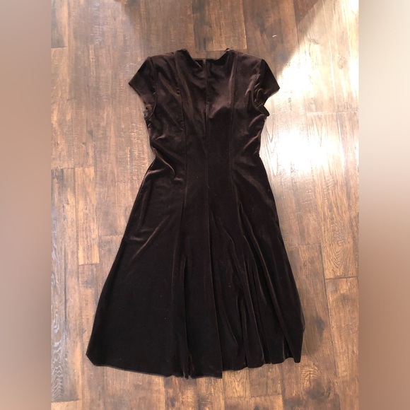 VTG 90s Connected Apparel Y2K Dark Brown Velvet A-Line Sweetheart Neck, 12P - Picture 7 of 10